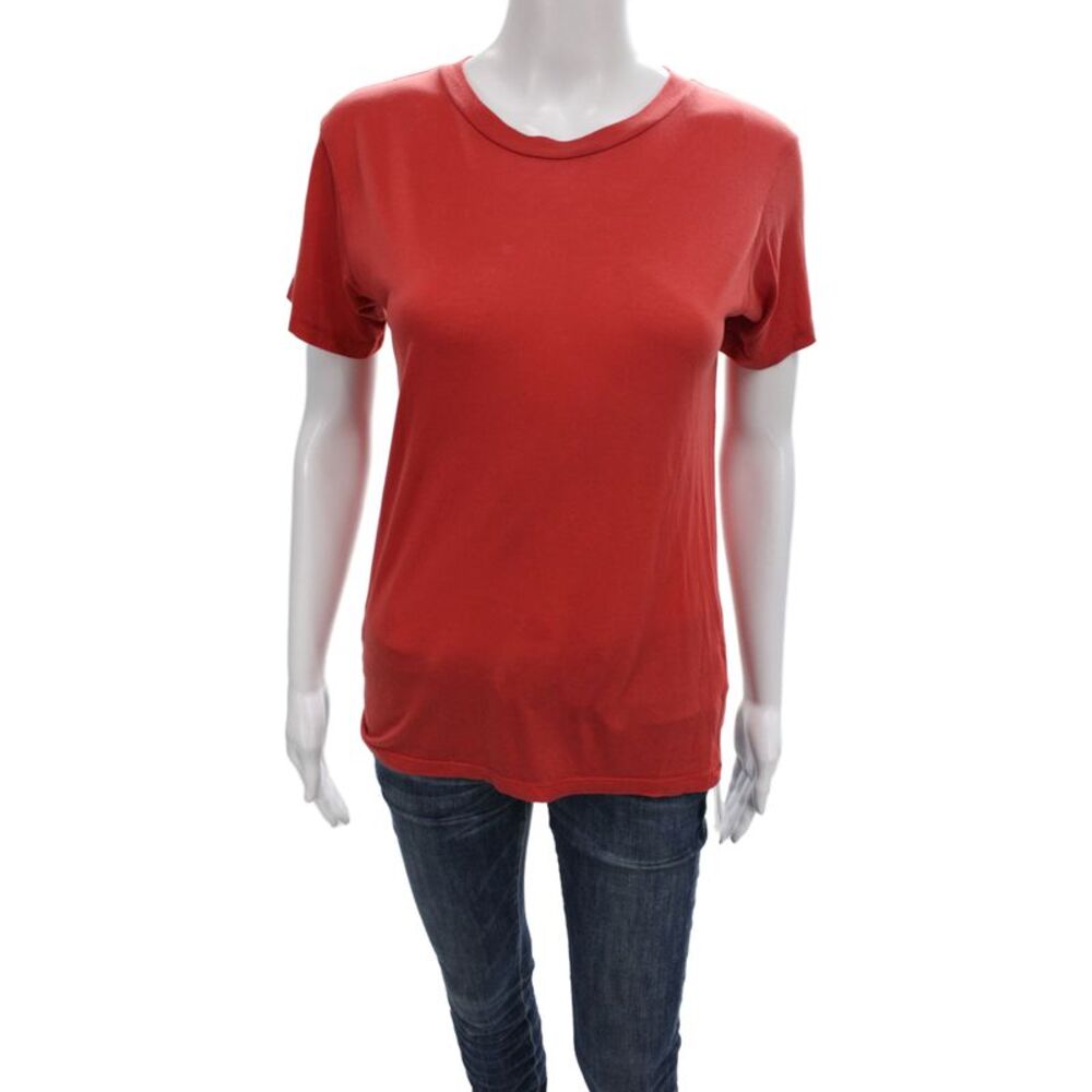 Reformation Women Basic T-Shirt Red Crewneck Short Sleeve Tencel Size XS